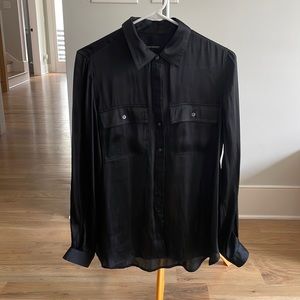 Banana Republic, button down black blouse, polyester